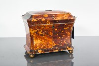 Lot 1116 - ATTRACTIVE REGENCY TORTOISESHELL TEA CADDY of...