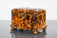 Lot 1117 - 19TH CENTURY TORTOISESHELL TEA CADDY the...