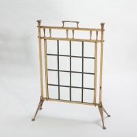 Lot 1121 - VICTORIAN BRASS FIRE SCREEN inset rows of...