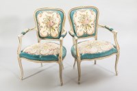 Lot 1122 - PAIR OF GILT WOOD FAUTEUILS with floral...