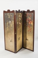 Lot 1127 - VICTORIAN MAHOGANY THREE PANEL DRESSING SCREEN...