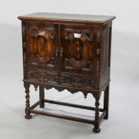 Lot 1131 - EDWARDIAN OAK HALL CUPBOARD OF CHARLES II...