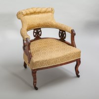 Lot 1137 - VICTORIAN STAINED BEECH TUB PARLOUR CHAIR with...