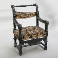 Lot 1139 - ATTRACTIVE EBONISED BEECH THRONE STYLE CHAIR...