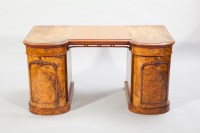 Lot 1141 - VICTORIAN WALNUT PEDESTAL WRITING DESK with...