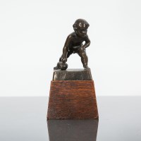 Lot 1146 - ALFRED OHLSON -BRONZE FIGURE OF A 'CURLING...