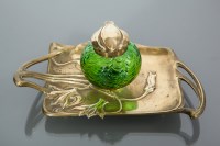 Lot 1158 - GERMAN ART NOUVEAU INK WELL with floral design,...