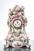 Lot 716 - LATE NINETEENTH CENTURY GERMAN PORCELAIN CLOCK...