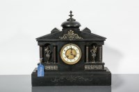 Lot 746 - LATE NINETEENTH CENTURY SLATE MANTEL CLOCK...