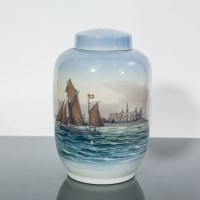 Lot 461 - ROYAL COPENHAGEN JAR AND COVER of oviform,...