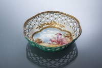 Lot 472 - LIMOGES ENAMEL BONBON DISH of shaped oval form,...