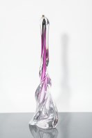 Lot 514 - VAL ST LAMBERT TALL TWISTED PURPLE GLASS TABLE...