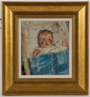 Lot 108 - SCOTTISH SCHOOL (20TH CENTURY) BABY oil on...