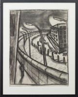 Lot 117 - * PETER HOWSON OBE, THE BERLIN WALL charcoal...