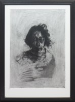 Lot 180 - * CRAIG MULHOLLAND, FACE STUDY charcoal on...