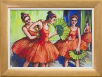 Lot 213 - * MARY GALLAGHER, BALLERINAS pastel on paper,...