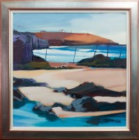 Lot 214 - * PAM CARTER, NETS AND ROCKS, ST CYRUS oil on...