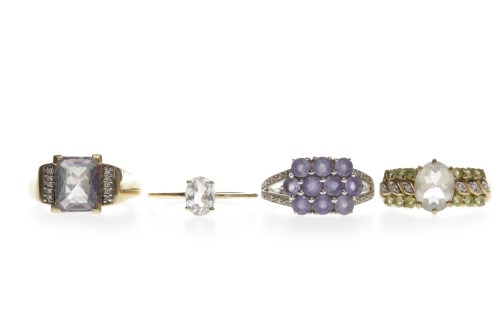 Lot 635 - FOUR NINE CARAT GOLD GEM SET RINGS including...