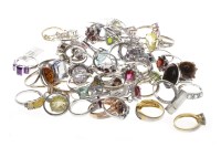 Lot 636 - LOT OF FIFTY SILVER GEM SET RINGS including...