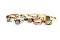Lot 647 - TEN VARIOUS GOLD RINGS including several gem...