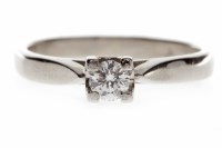 Lot 677 - PLATINUM DIAMOND SOLITAIRE RING set with a...