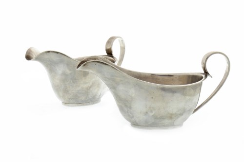 Lot 809 - PAIR OF GEORGE V SILVER SAUCE BOATS maker...
