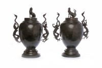 Lot 1064 - PAIR OF EARLY 20TH CENTURY JAPANESE BRONZE...
