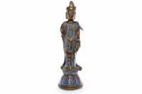 Lot 1070 - LARGE CHINESE CLOISONNE AND BRASS BUDDHISTIC...