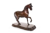 Lot 1077 - 20TH CENTURY CHINESE BRONZE HORSE modelled...