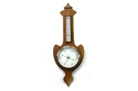 Lot 1410 - EDWARDIAN WHEEL BAROMETER WITH THERMOMETER the...