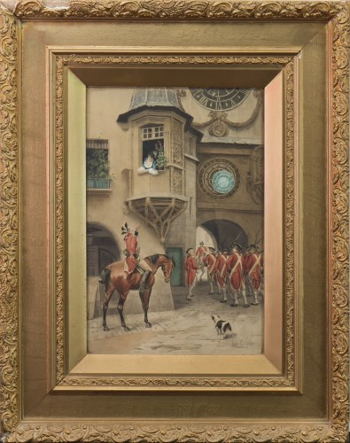 Lot 1622 - LEON GIRARDET STREET SCENE WITH SOLDIERS...