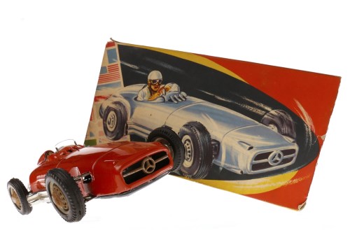 Lot 1626 - TIN PLATE TOY MERCEDES BENZ RACE CAR BY JNF OF...