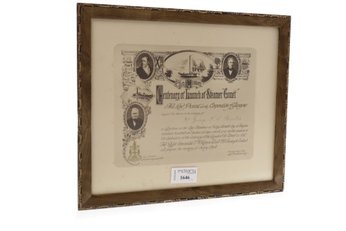 Lot 1646 - FRAMED LUNCHEON INVITATION OF THE CENTENARY OF...