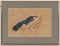 Lot 2222 - * JOHN BYRNE RSA, MELLO IN A CHAIR - A PASTEL...