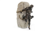 Lot 1715 - SPELTER FIGURE OF PROMETHEUS chained to a...