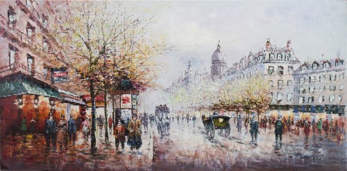 Lot 113 - P SANCHEZ, PARISIAN SCENE oil on canvas,...