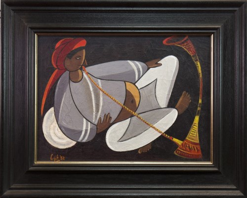 Lot 176 - AJIT GUPTA (INDIAN b 1923), BLISSFUL POSE oil...