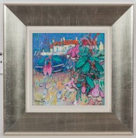 Lot 2249 - DONALD MANSON, FUCHSIA BY THE SEA oil on...