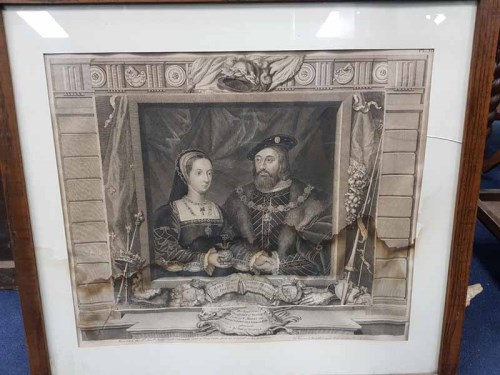 Lot 39 - TWO LARGE MONOCHROME PRINTS OF HENRY VIII AND...