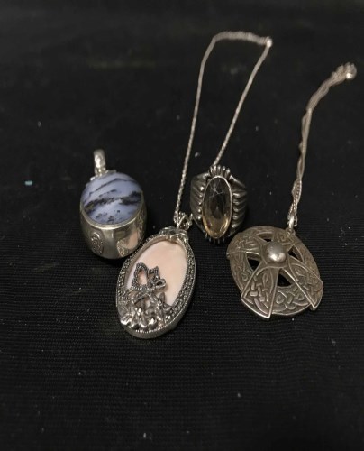 Lot 46 - LOT OF SILVER JEWELLERY including a pendant by...