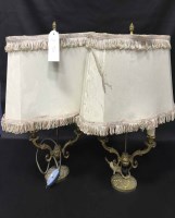 Lot 57 - PAIR OF BRASS FRENCH TABLE LAMPS along with a...