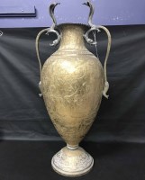 Lot 58 - INDIAN BRASS BALUSTER VASE with twin cobra...