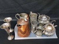 Lot 67 - LOT OF PEWTER TANKARDS AND SILVER PLATED WARE...
