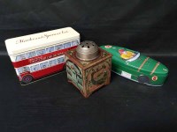 Lot 71 - TIN PLATED MUSICAL BOX along with two novelty...