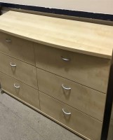Lot 166 - MODERN DOUBLE CHEST OF DRAWERS and two bedside...