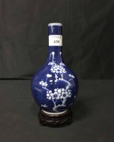 Lot 173 - CHINESE BLUE AND WHITE BOTTLE SHAPED VASE and...