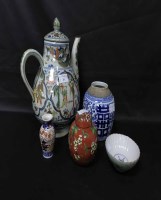Lot 211 - CHINESE OVERSIZED BALUSTER TEAPOT and a small...