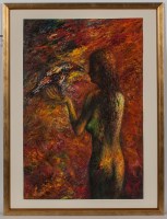 Lot 2271 - JOSEPH URIE, WOMAN WITH SPANISH BIRD oil on...