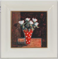 Lot 2278 - * LYNNE JOHNSTONE, RED SPOTTY VASE acrylic on...