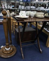 Lot 306 - BUTLERS TABLE, WOODEN STANDARD LAMP AND LARGE...